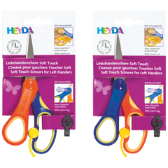 Kinderschere Soft-Touch Linkshänder | spitz, 135 mm, blau/orange