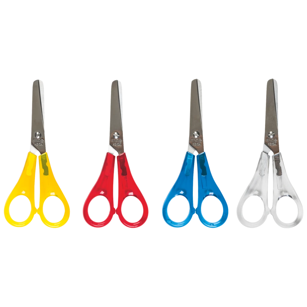 Kinderschere | abgerundet, 130 mm, sortiert, blau, gelb, rot, transparent