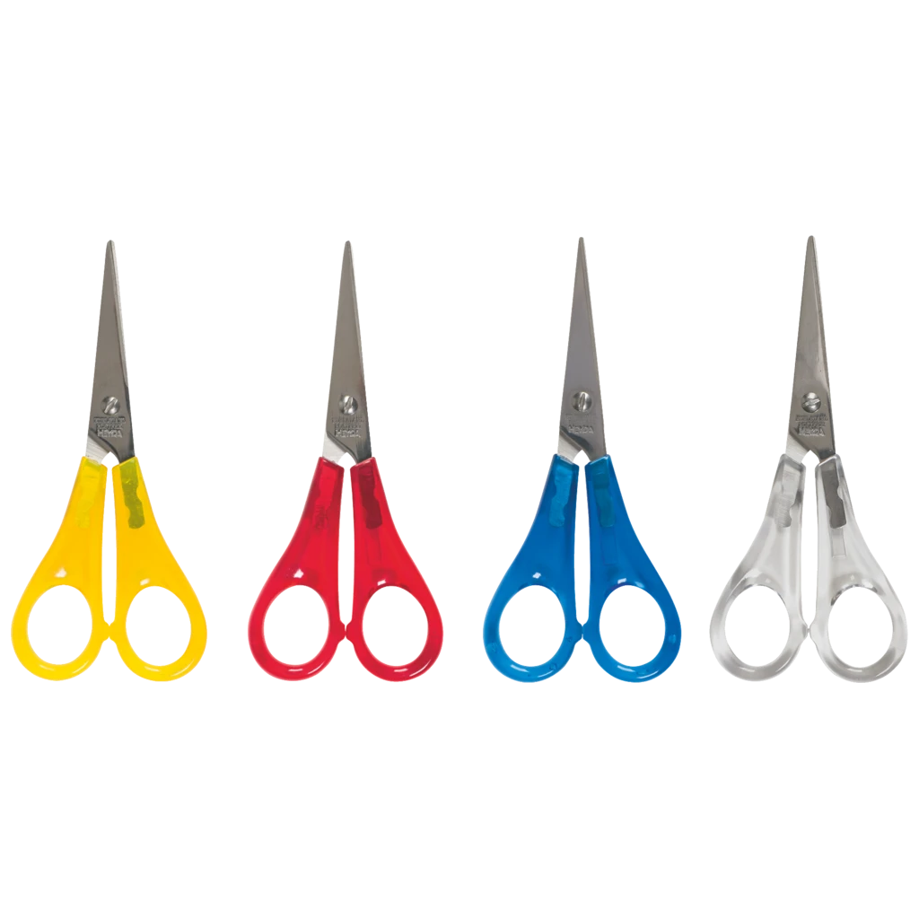 Kinderschere | spitz, 130 mm, sortiert, blau, gelb, rot, transparent
