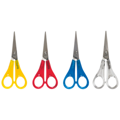 Kinderschere | spitz, 130 mm, sortiert, blau, gelb, rot, transparent
