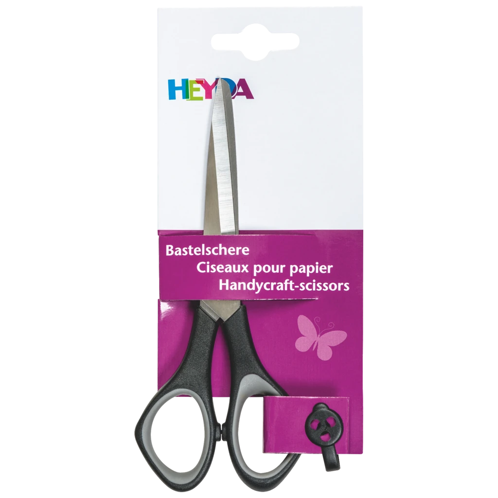 Bastelschere Soft-Touch | spitz, 140 mm, schwarz/grau