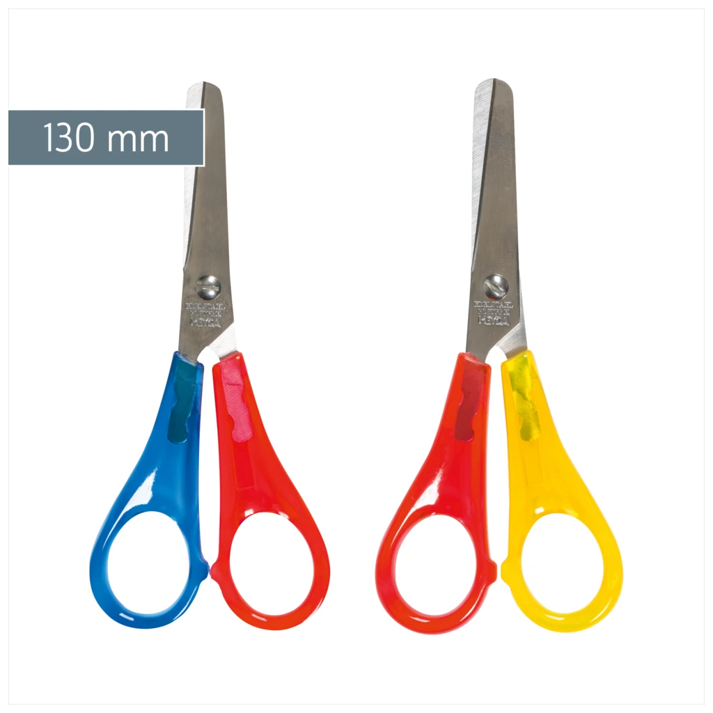 Kinderschere Linkshänder | abgerundet, 130 mm, sortiert, rot/gelb, rot/blau
