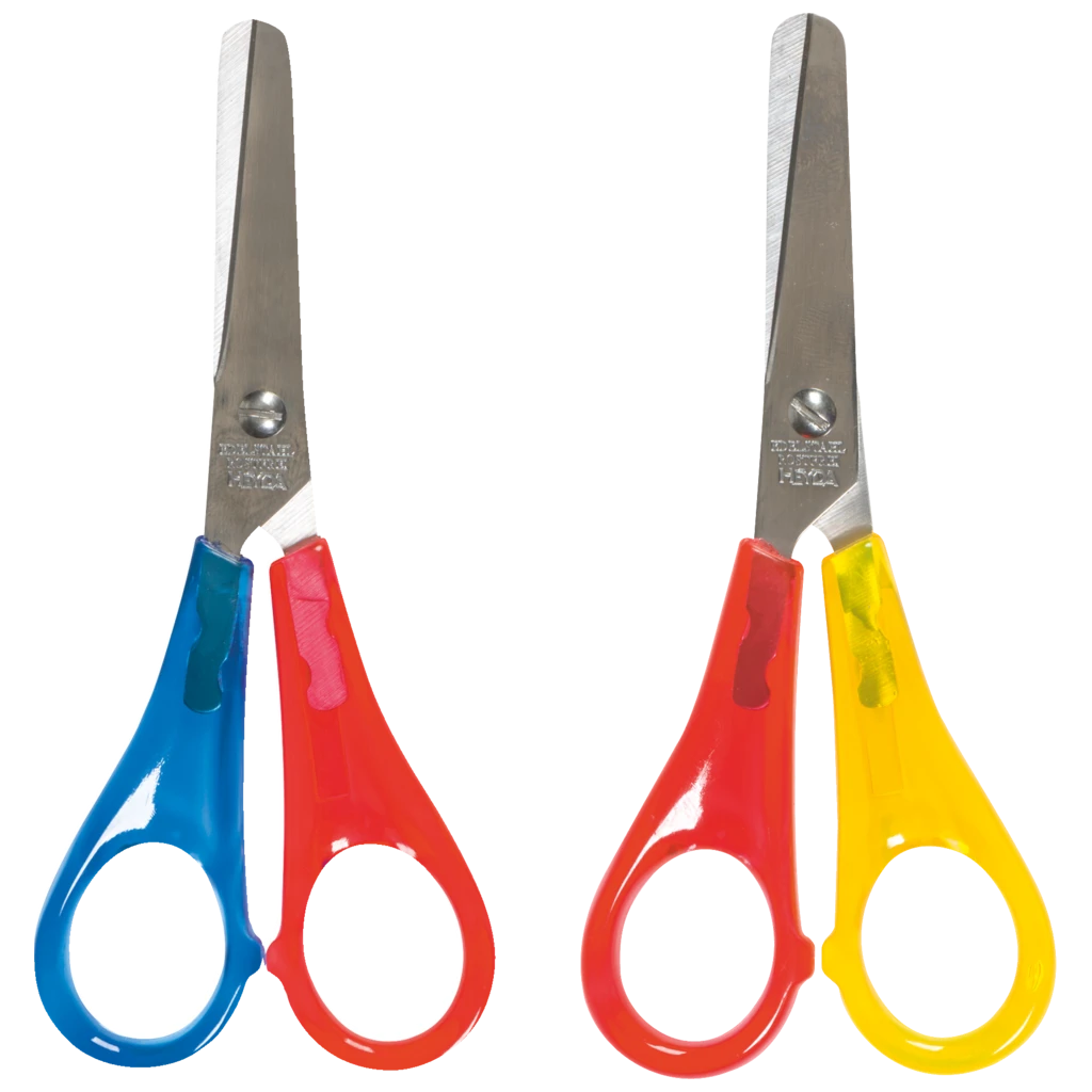Kinderschere Linkshänder | abgerundet, 130 mm, sortiert, rot/gelb, rot/blau