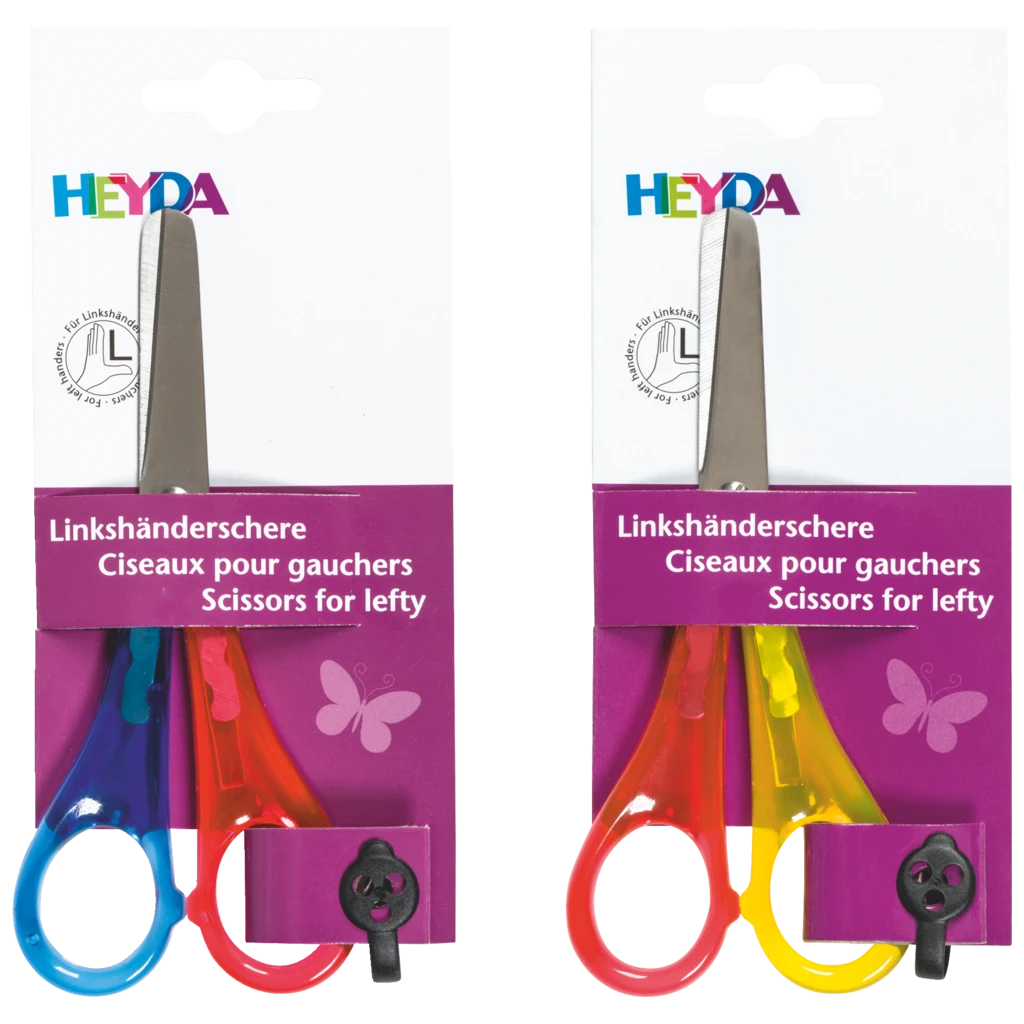 Kinderschere Linkshänder | abgerundet, 130 mm, sortiert, rot/gelb, rot/blau