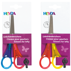 Kinderschere Linkshänder | abgerundet, 130 mm, sortiert, rot/gelb, rot/blau