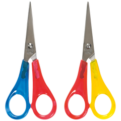 Kinderschere Linkshänder | spitz, 130 mm, sortiert, rot/gelb, rot/blau