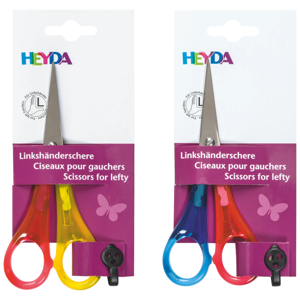 Kinderschere Linkshänder | spitz, 130 mm, sortiert, rot/gelb, rot/blau