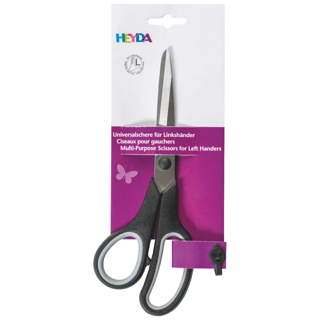 Universalschere Soft-Touch Linkshänder | spitz, 210 mm, schwarz/grau