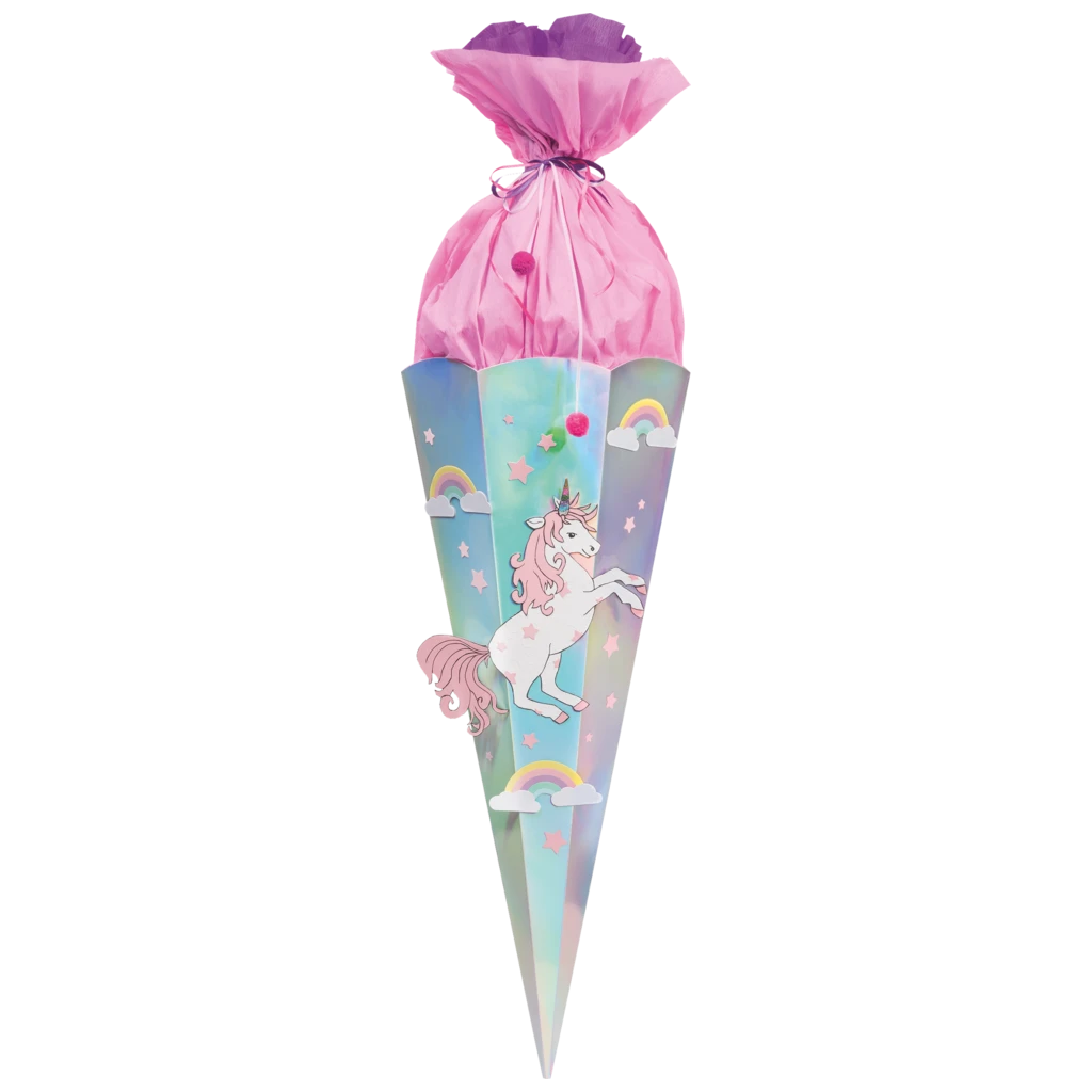 Schultüten-Zuschnitt | 69 cm, 400 g/m², silber irisierend