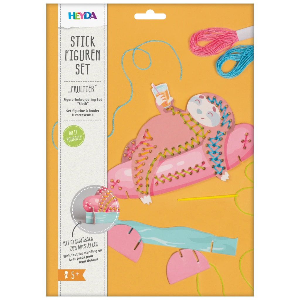 Stick-Figuren-Set „Faultier“ | 185×130×50 mm, mehrfarbig