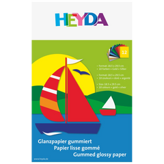 Glanzpapier-Bastelmappe (Buntpapier) | 18,5×29,5 cm, 12 Blatt, 80 g/m²