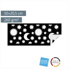 Laternen-Zuschnitt „Sonne - Mond - Sterne“ | 50×20,5 cm, 260 g/m², weiß/schwarz