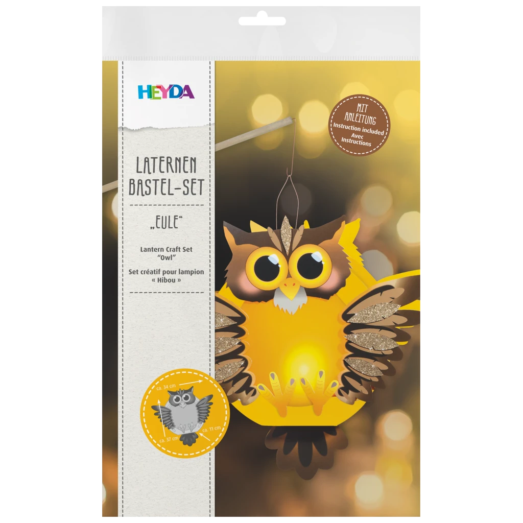 Laternen-Bastel-Set „Eule“ | gelb/braun