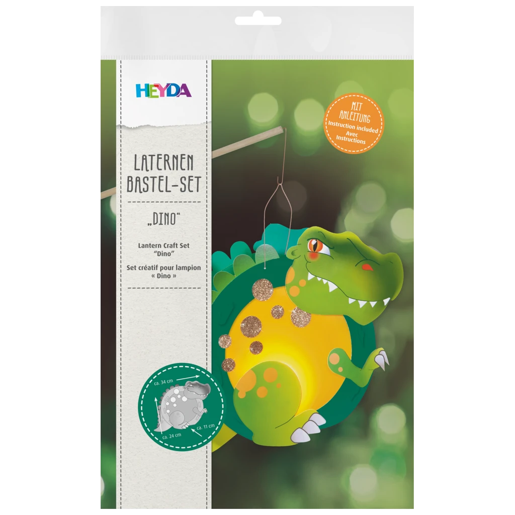 Laternen-Bastel-Set „Dino“ | gelb/grün