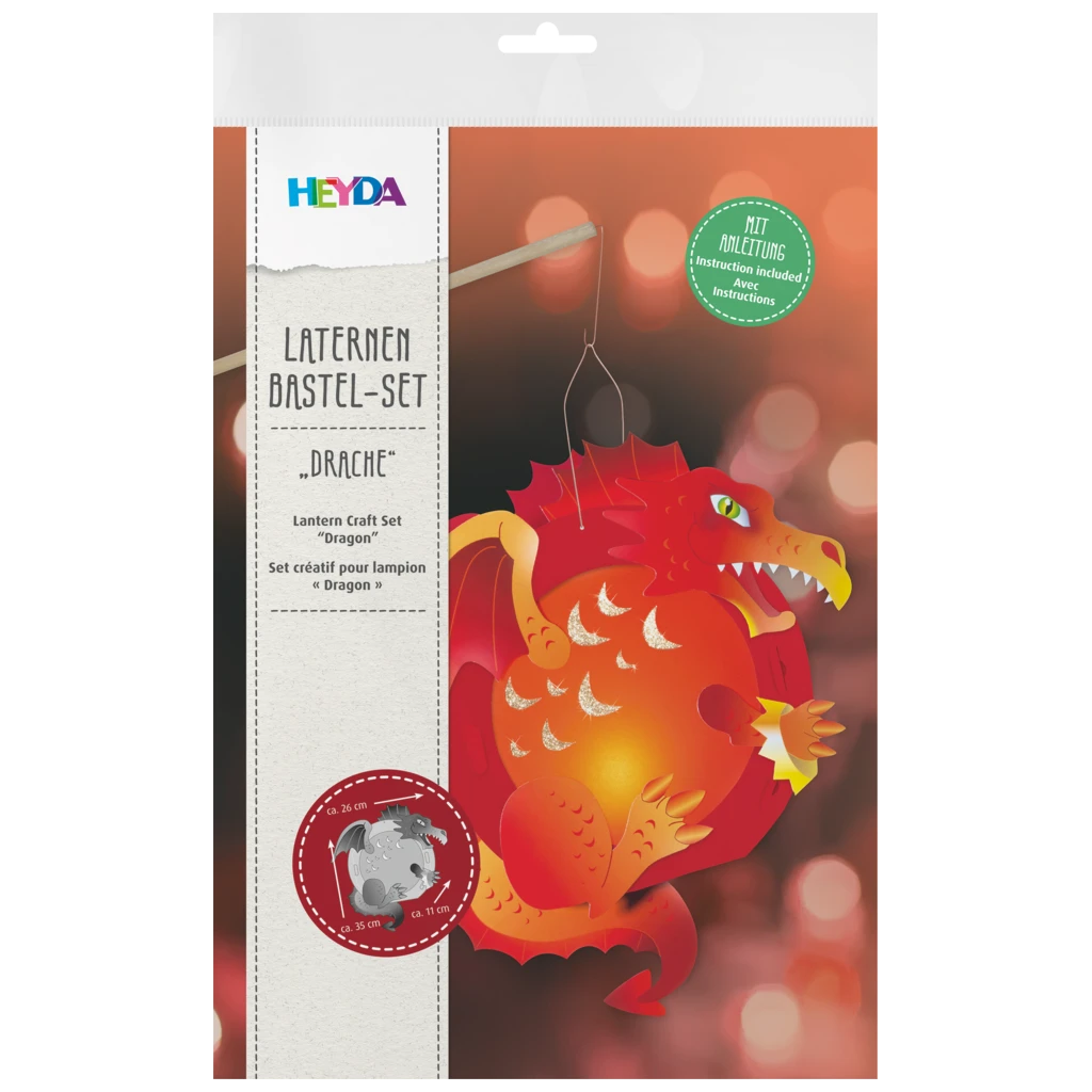 Laternen-Bastel-Set „Drache“ | orange/rot
