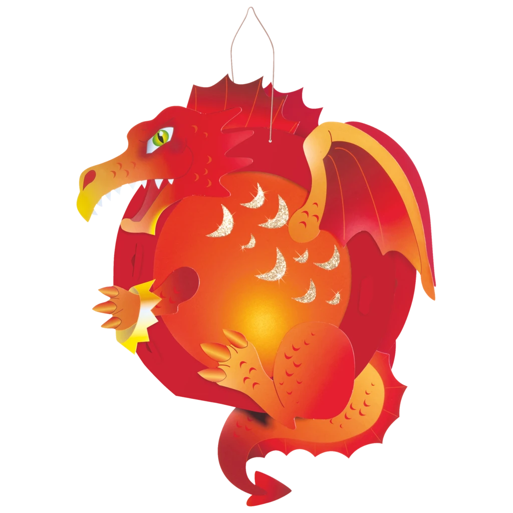 Laternen-Bastel-Set „Drache“ | orange/rot