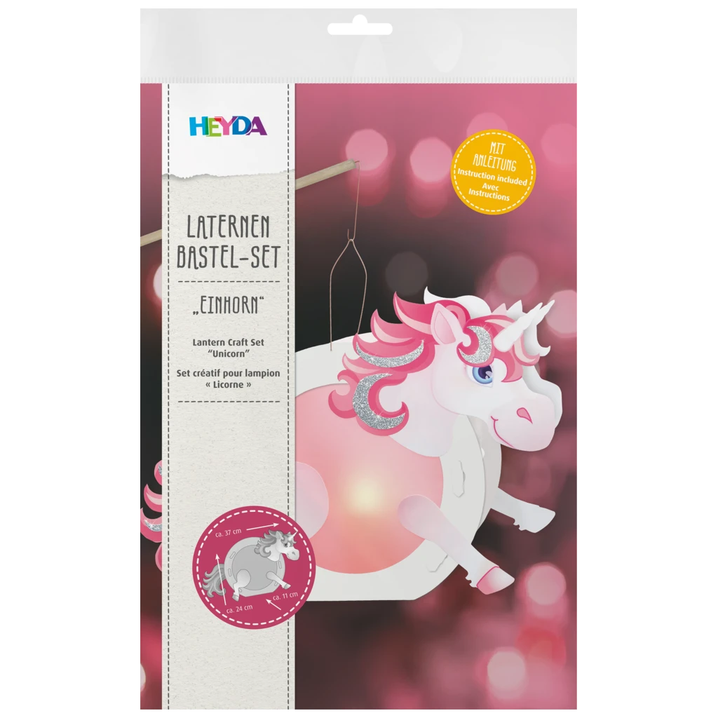 Laternen-Bastel-Set „Einhorn“ | weiß/pink