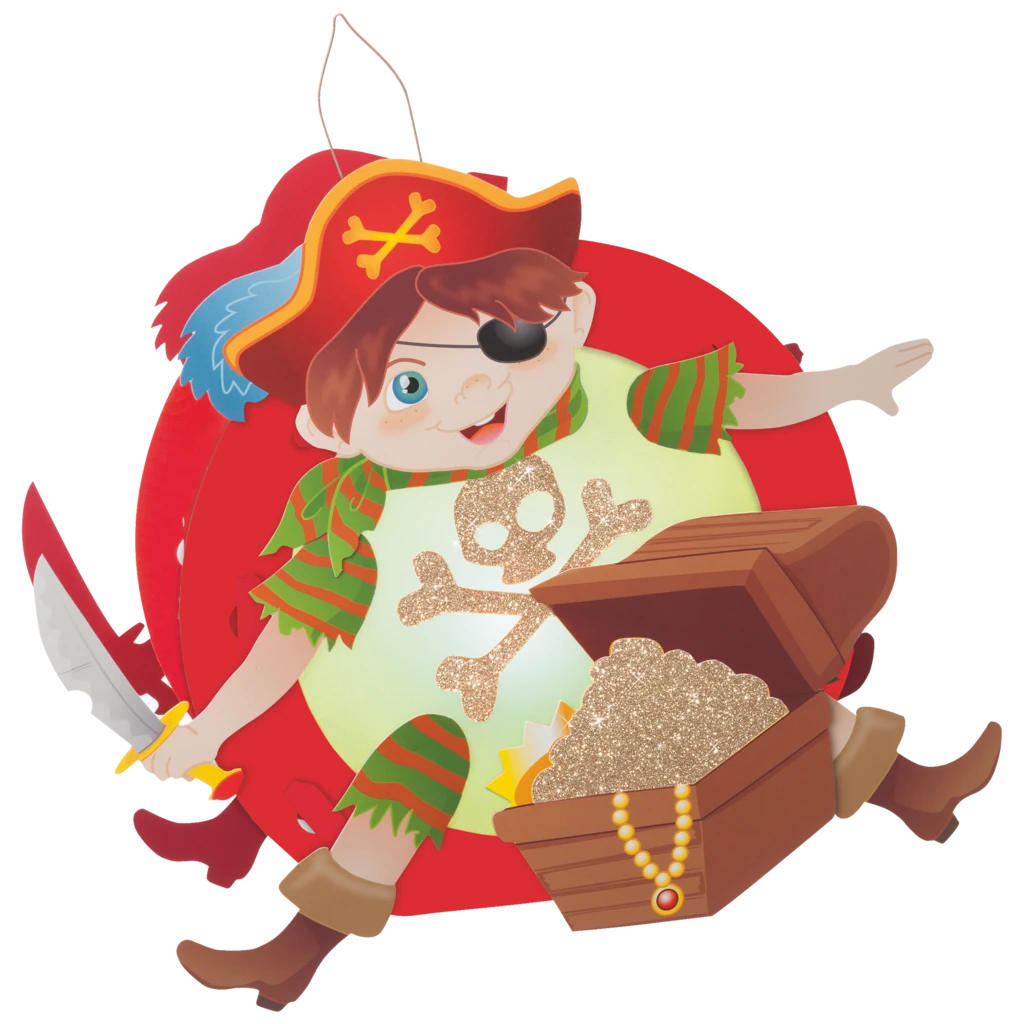 Laternen-Bastel-Set „Pirat“ | rot/bunt