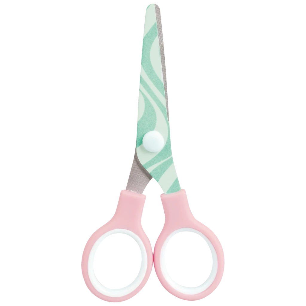 Kinderschere Happy Hippie mit Motivdruck | abgerundet, mehrfarbig, pastell