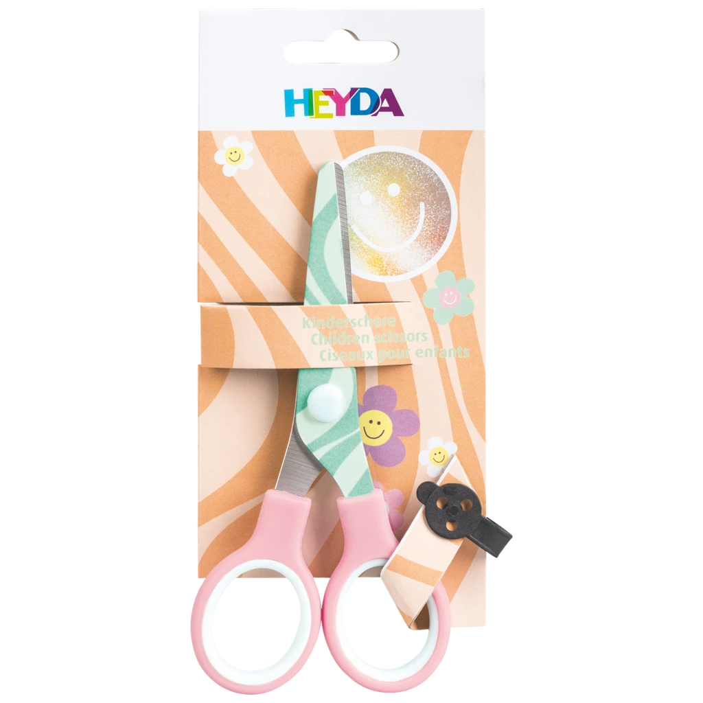 Kinderschere Happy Hippie mit Motivdruck | abgerundet, mehrfarbig, pastell