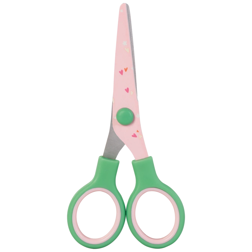 Kinderschere Fruity Love mit Motivdruck | abgerundet, rosa/grün