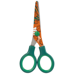 Kinderschere Sporty Animals mit Motivdruck | abgerundet, orange/grün
