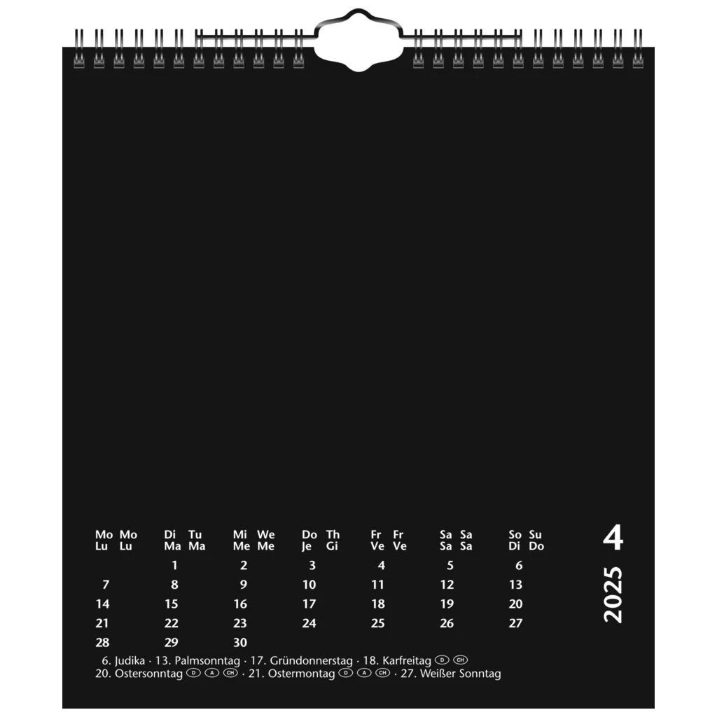 Bastel- und Fotokalender '25 jahresgebunden | 215×240 mm, schwarz