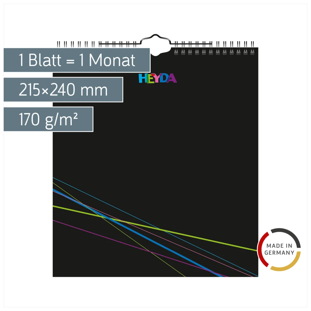 Bastel- und Fotokalender immerwährend | 215×240 mm, schwarz