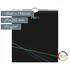 Bastel- und Fotokalender immerwährend | 215×240 mm, schwarz