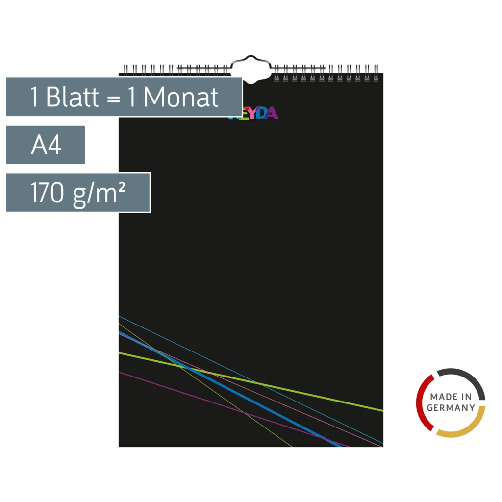 Bastel- und Fotokalender immerwährend | A4, schwarz