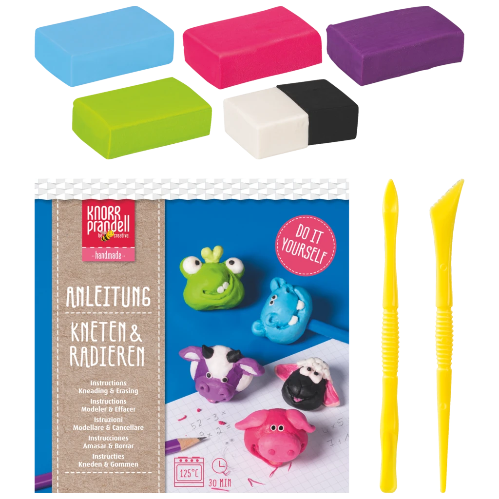 Bastel-Set Kneten & Radieren „Funny Animals“ | 100 g