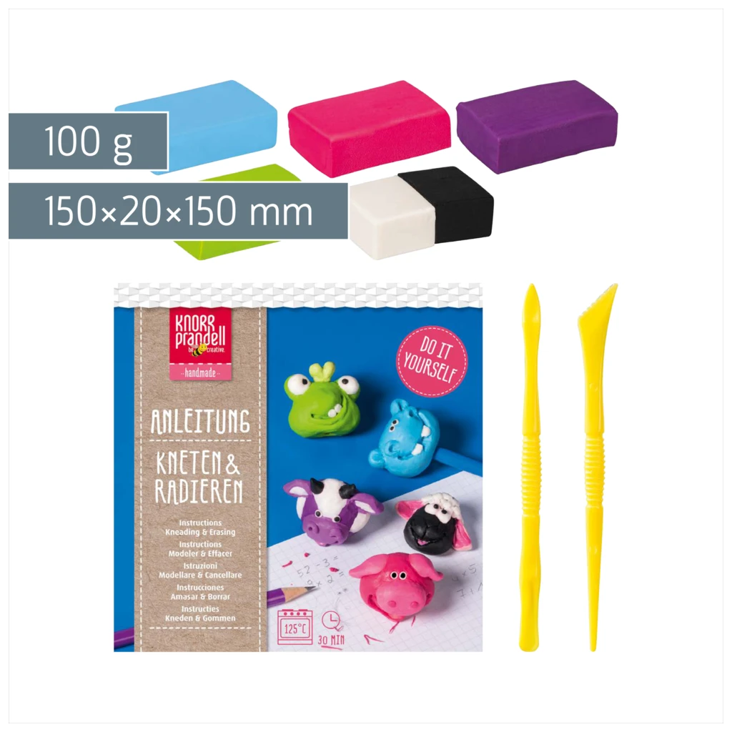Bastel-Set Kneten & Radieren „Funny Animals“ | 100 g