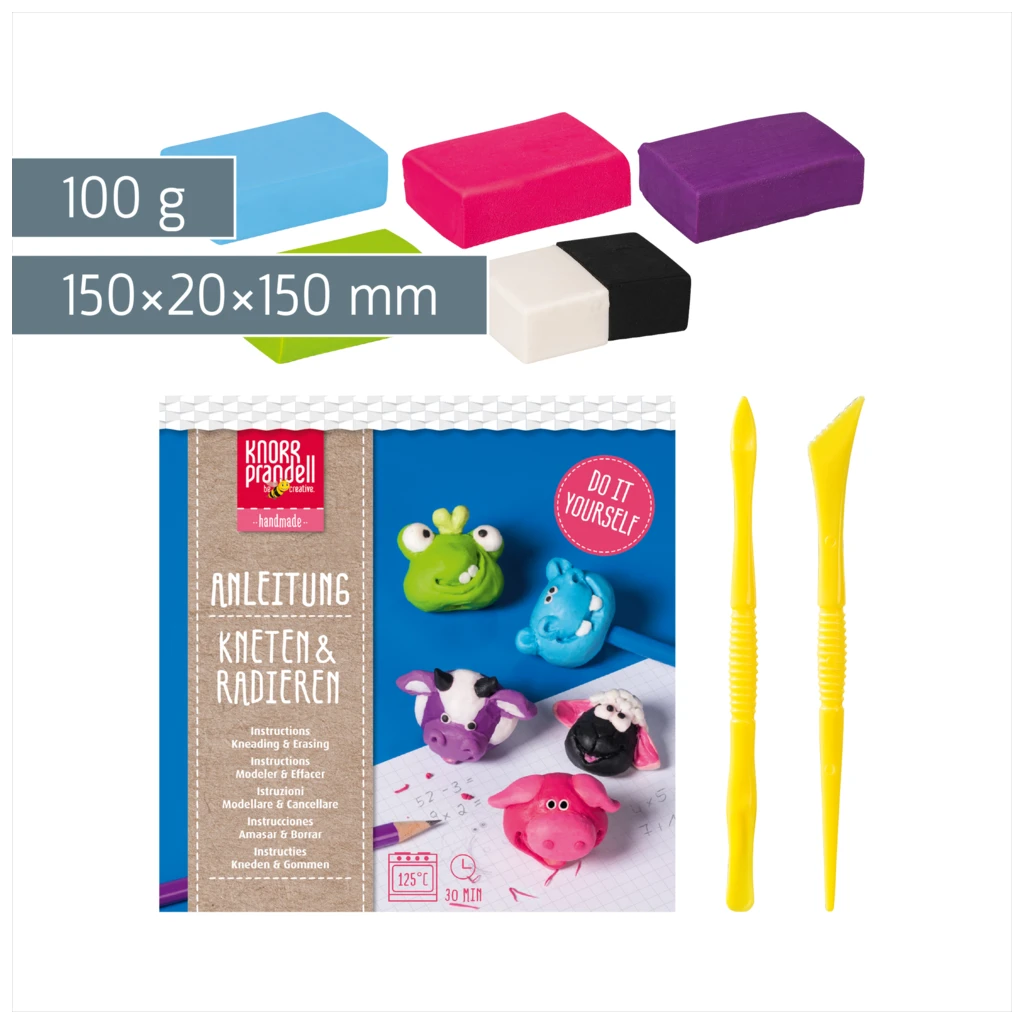 Bastel-Set Kneten & Radieren „Funny Animals“ | 100 g
