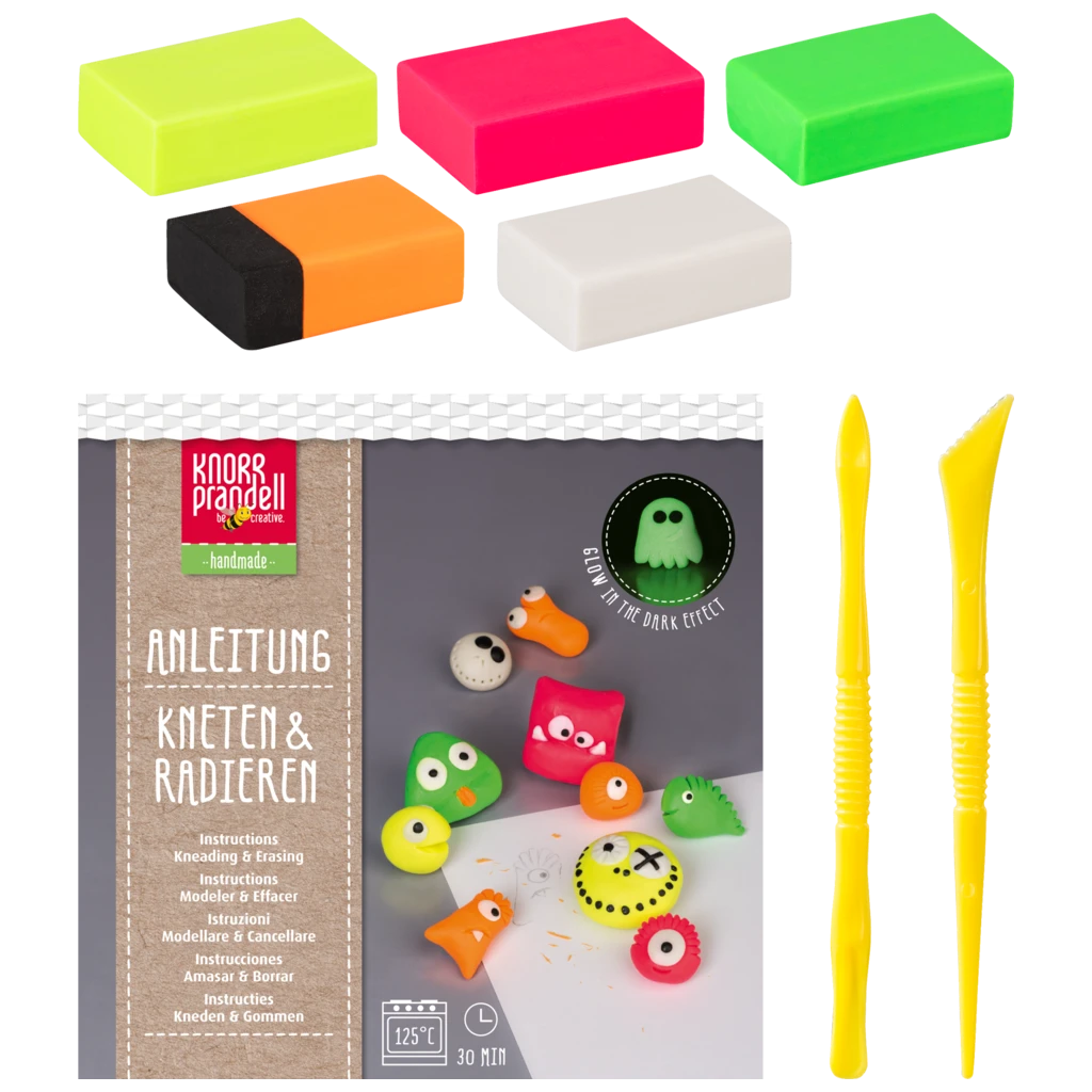 Bastel-Set Kneten & Radieren „Crazy Neon“ | 100 g