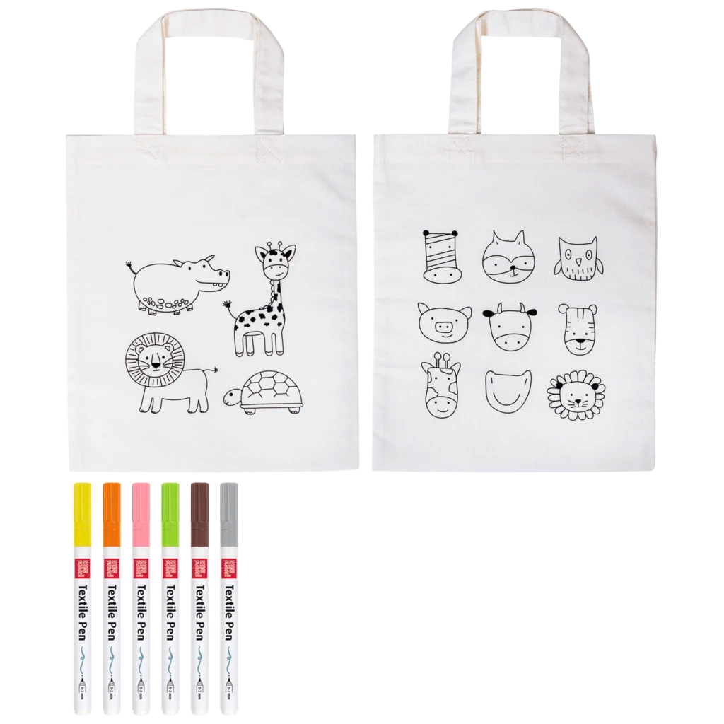 Bastel-Set Stoff bemalen „Animals & Zoo“ Kindertaschen