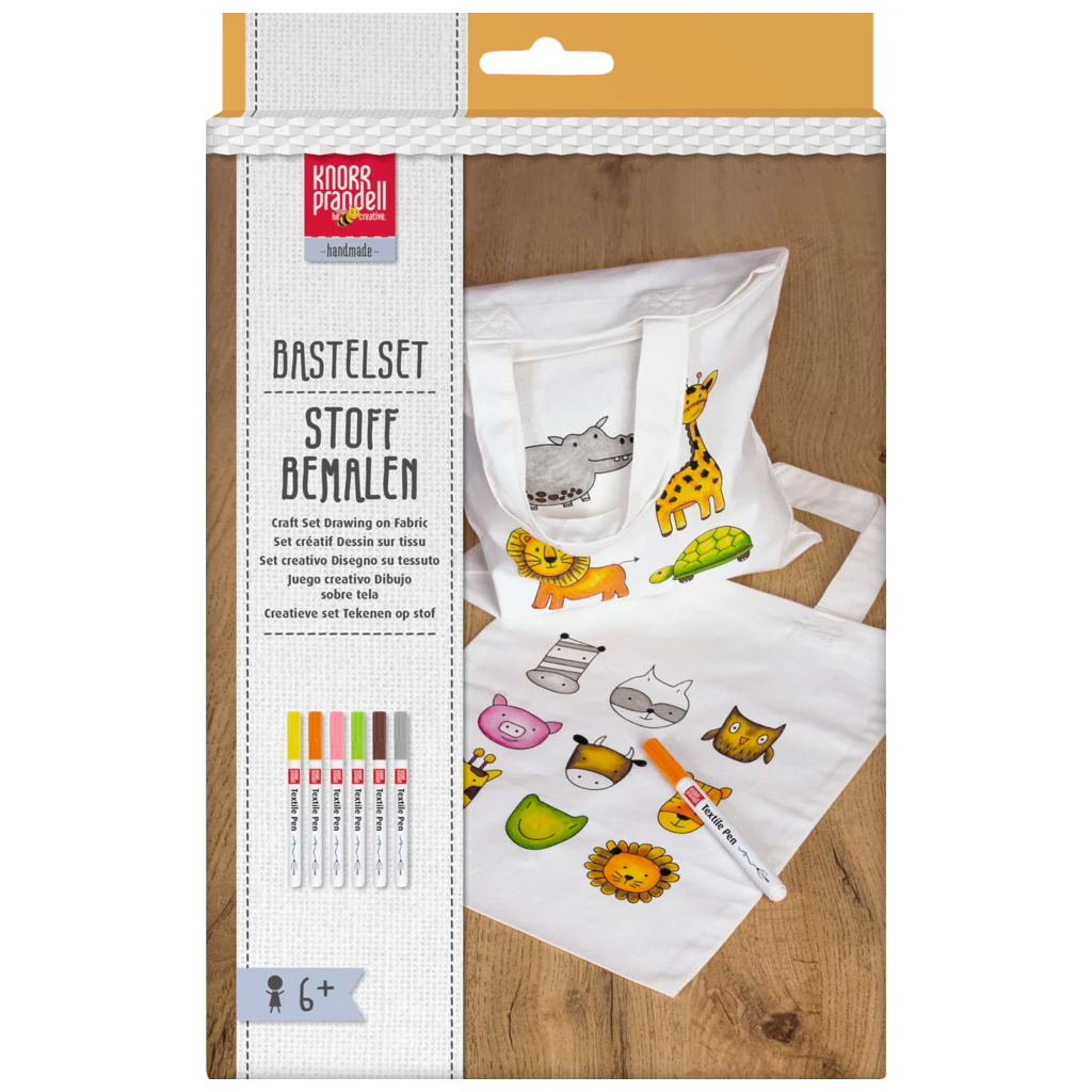 Bastel-Set Stoff bemalen „Animals & Zoo“ Kindertaschen