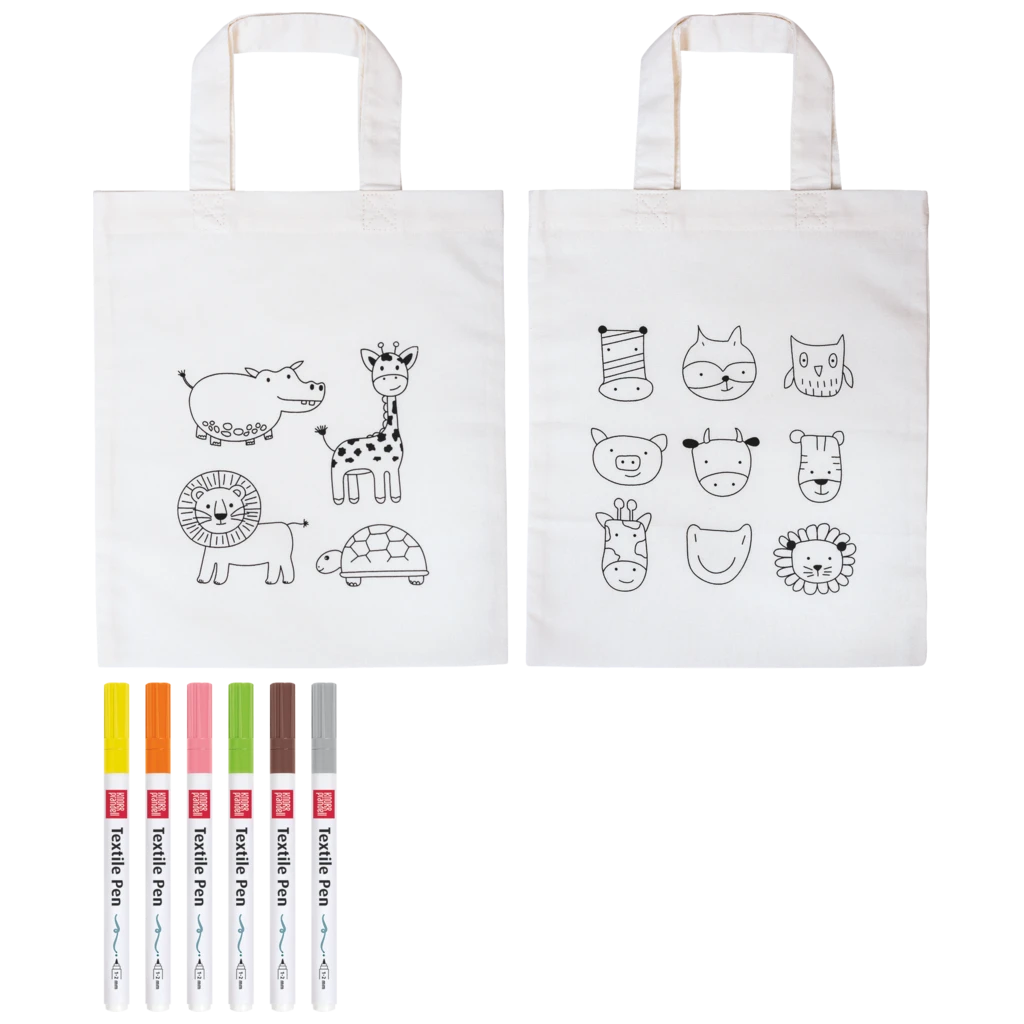 Bastel-Set Stoff bemalen „Animals & Zoo“ Kindertaschen