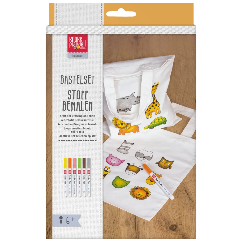 Bastel-Set Stoff bemalen „Animals & Zoo“ Kindertaschen