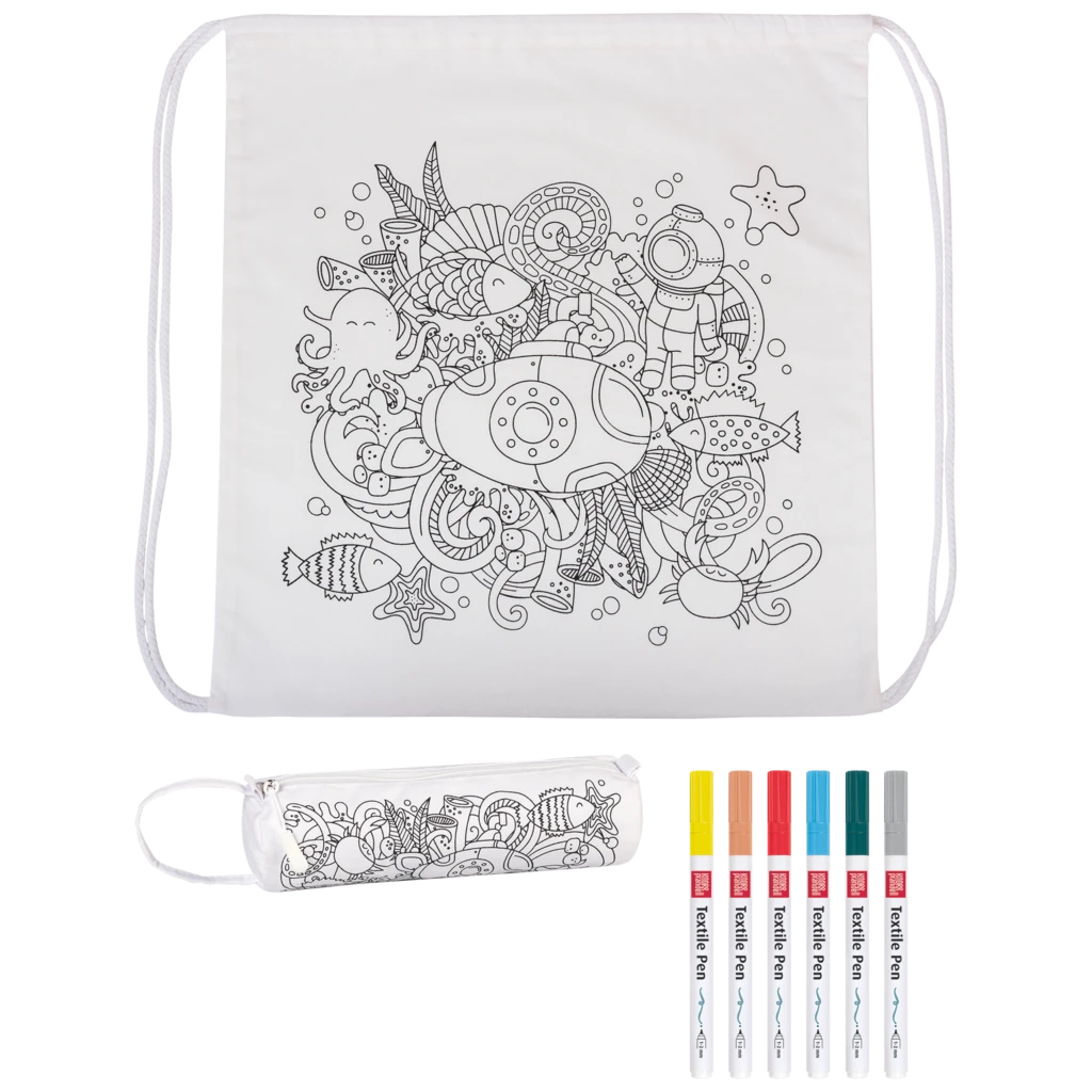 Bastel-Set Stoff bemalen „Seaworld“ Sportbeutel & Schlampermäppchen