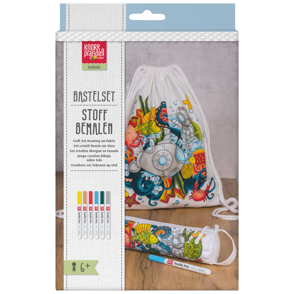 Bastel-Set Stoff bemalen „Seaworld“ Sportbeutel & Schlampermäppchen