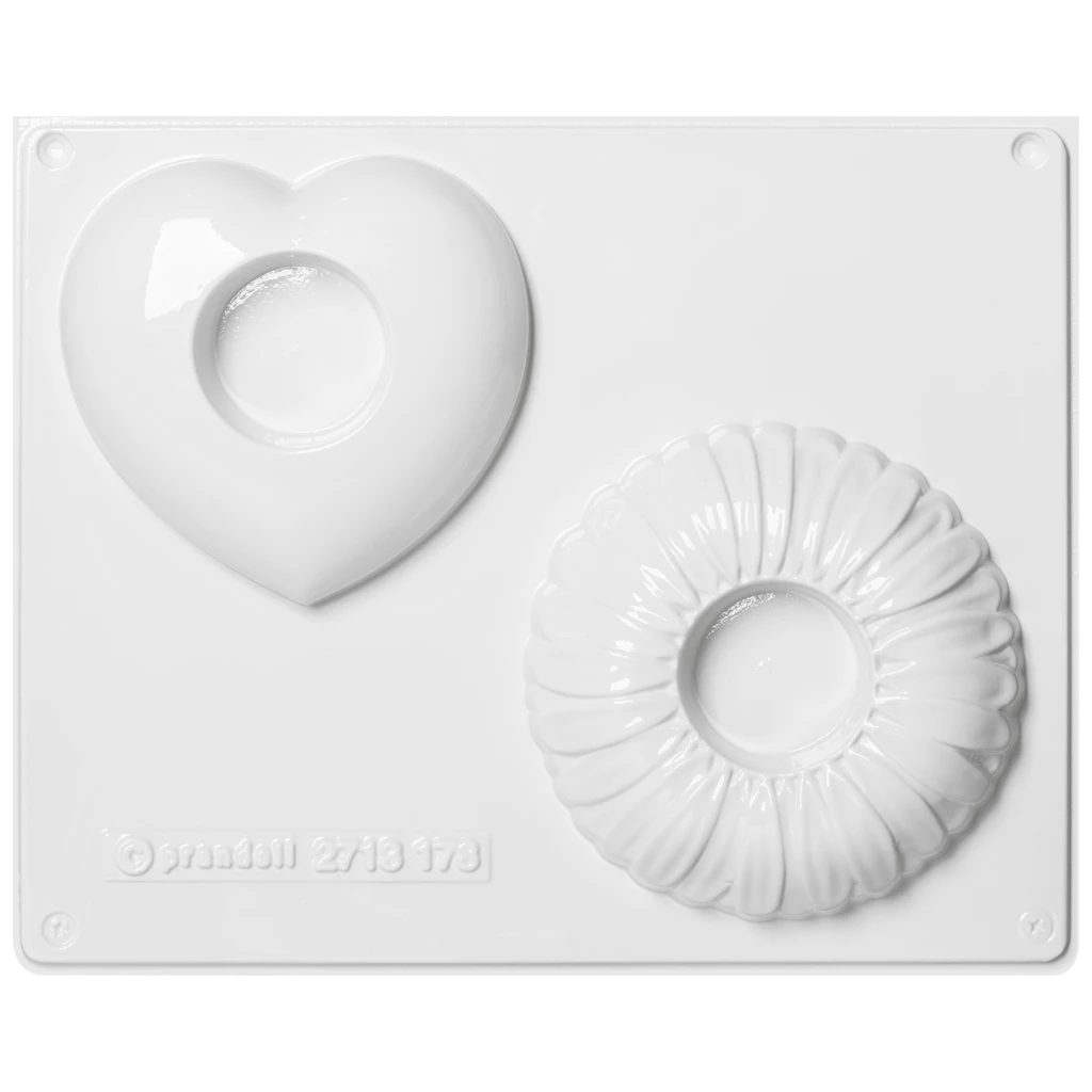 Gießform „Herz, Blume“ Kerzenhalter | 105-115 mm, weiß