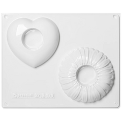 Gießform „Herz, Blume“ Kerzenhalter | 105-115 mm, weiß