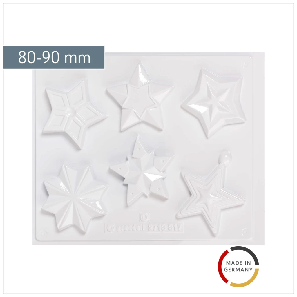 Gießform „Sterne“ | 80-90 mm, weiß