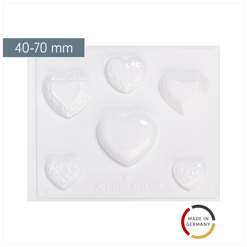 Gießform „Vollform Herzen“ | 40-70 mm, weiß