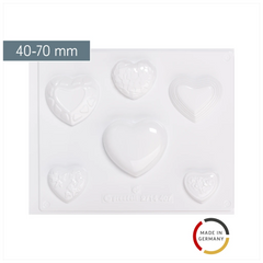 Gießform „Vollform Herzen“ | 40-70 mm, weiß