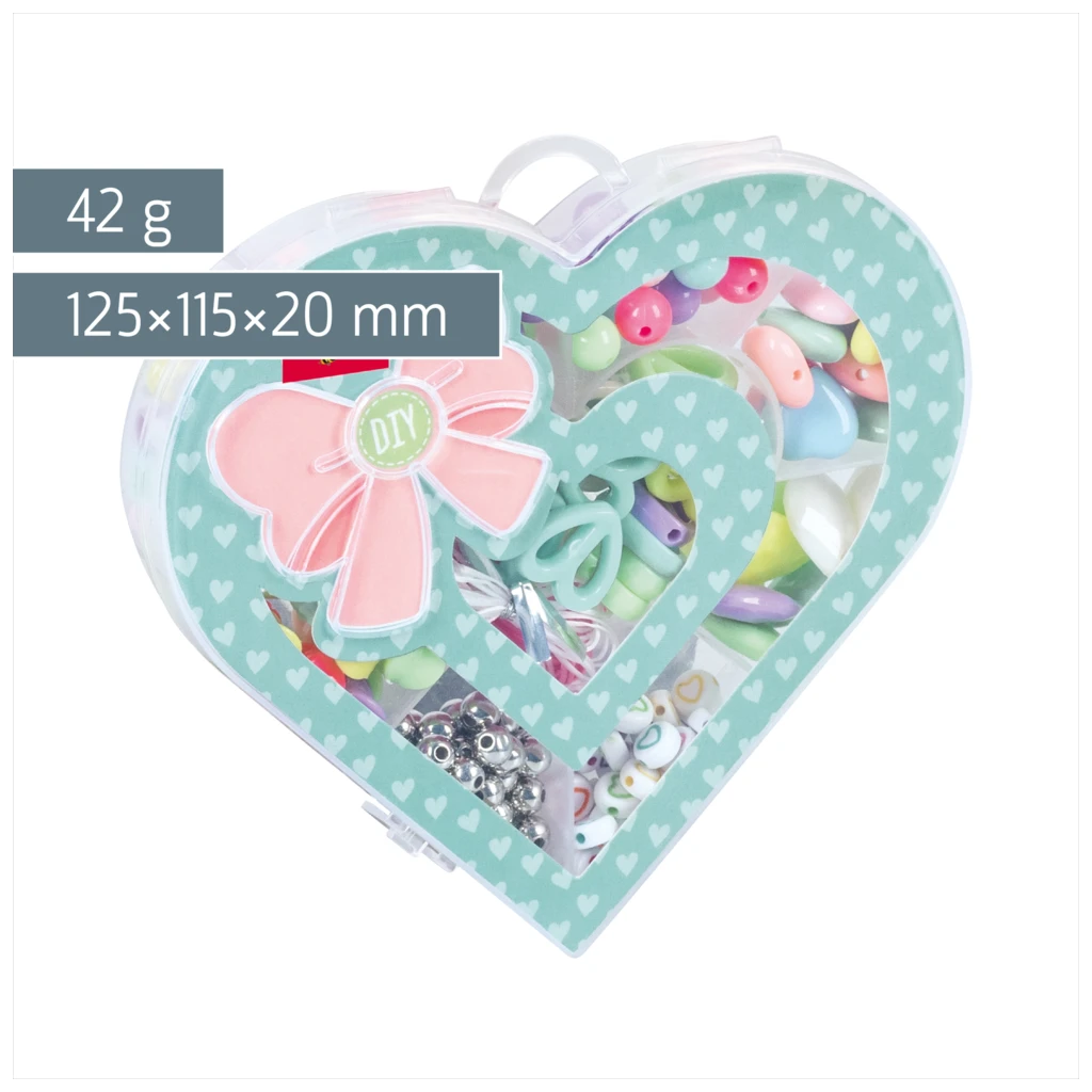 Schmuck-Set „Heart“ | 125×115×20 mm, mehrfarbig, pastell, 42 g