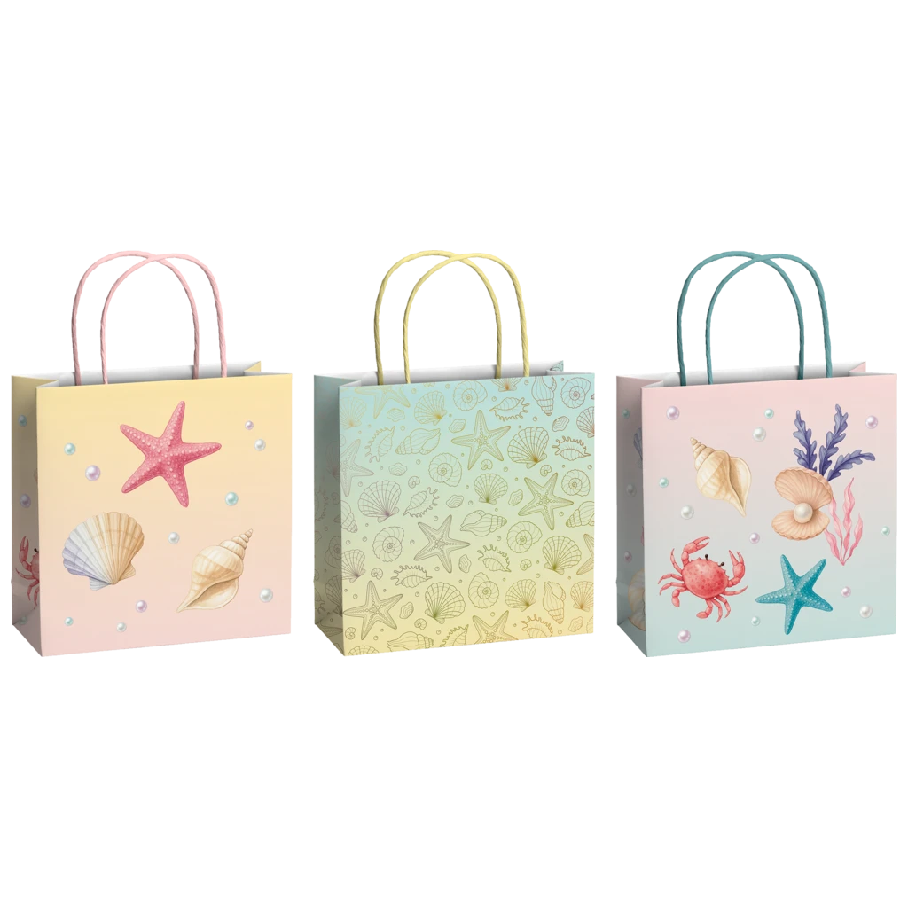 Geschenktaschen-Set „Sereia“ | 20×20×8 cm, 200 g/m², mehrfarbig, 3 Stück