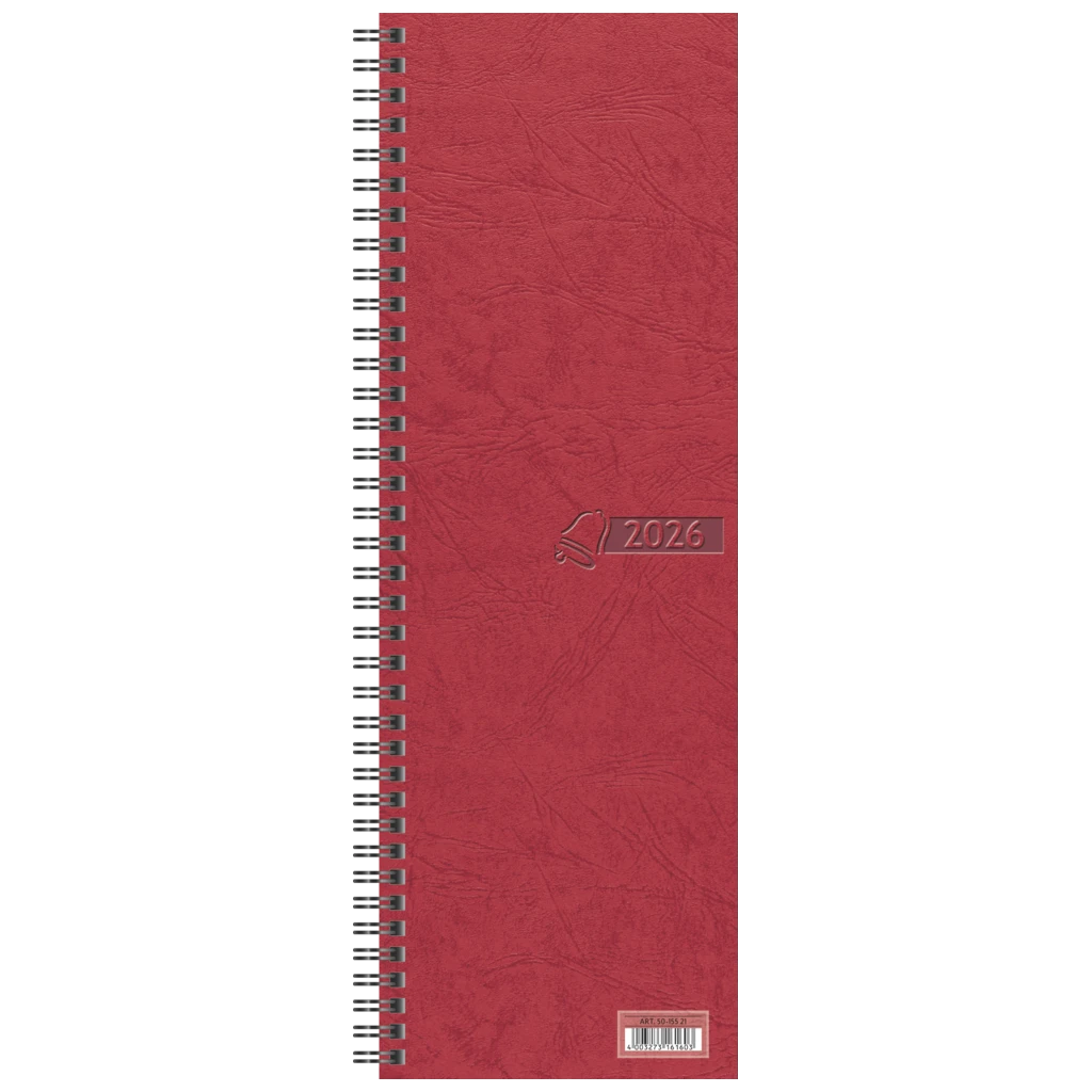 Vormerkbuch 2026 | 100×296 mm, Karton, rot