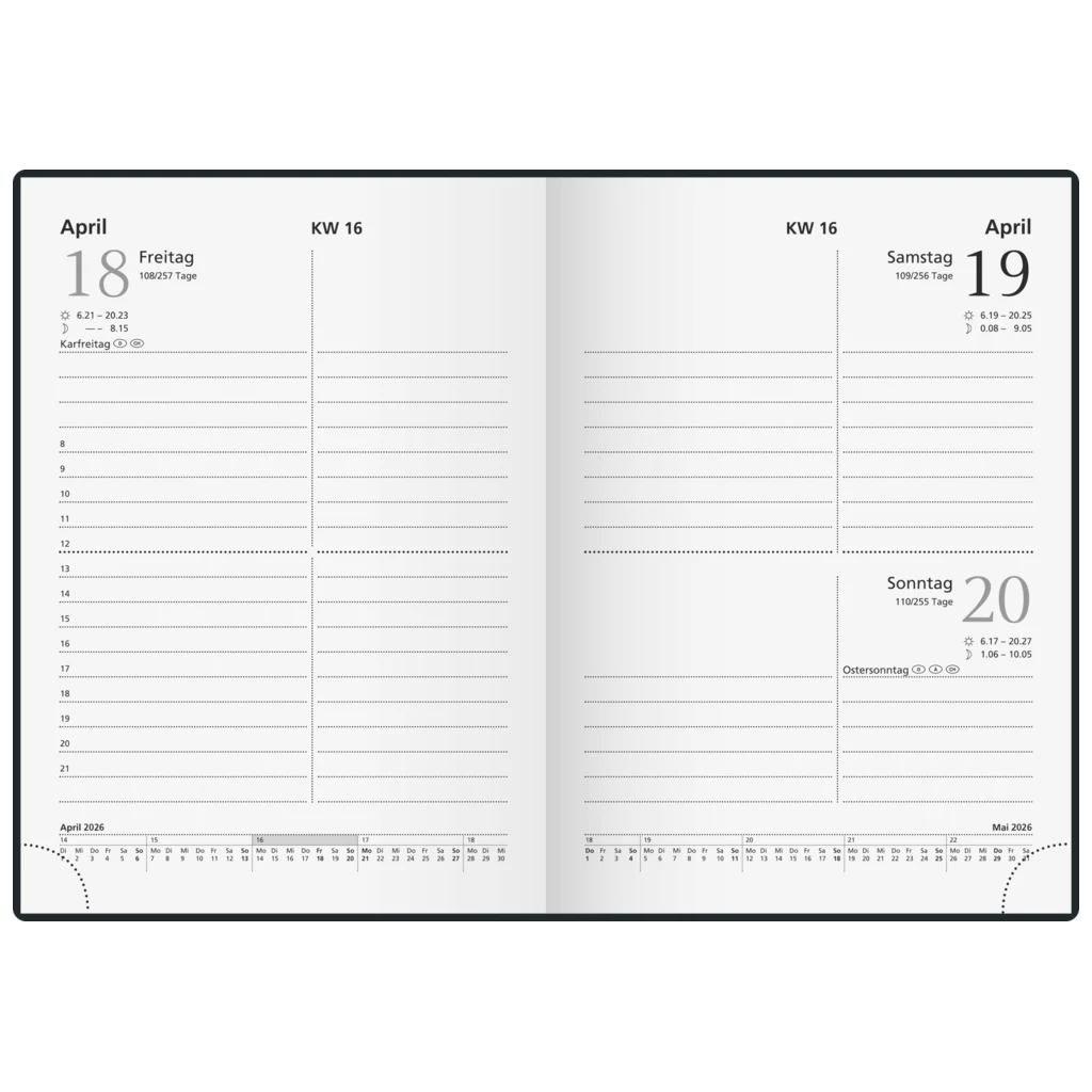 Taschenkalender 2026 | A6, Kunststoff, sortiert