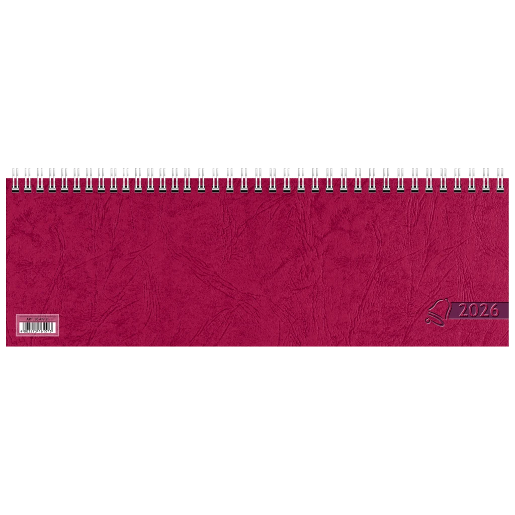 Querterminbuch 2026 | 297×105 mm, Karton, rot